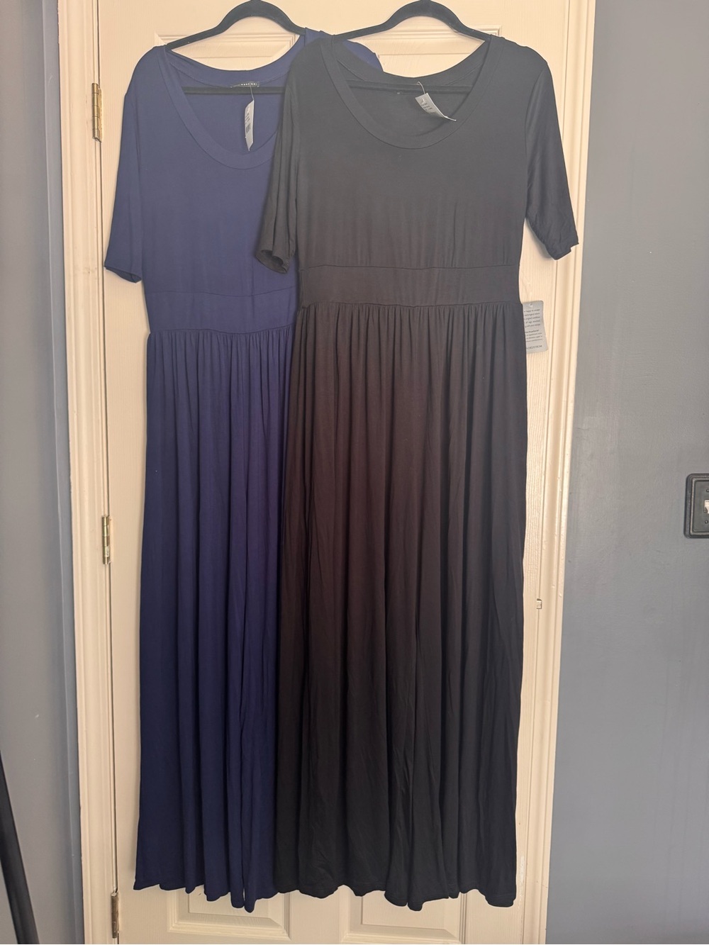 2-for-1 Classic Short-Sleeve Maxi Dress - Black and Navy